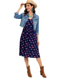 Agnes & Dora Oakley Dress Watermelon Print Navy Buttery Soft Pockets M NWT